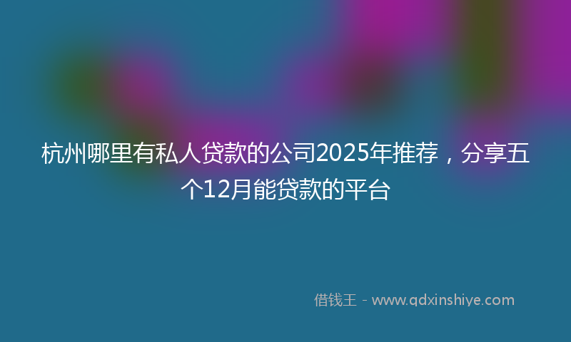 杭州哪里有私人贷款的公司2025年推荐，分享五个12月能贷款的平台