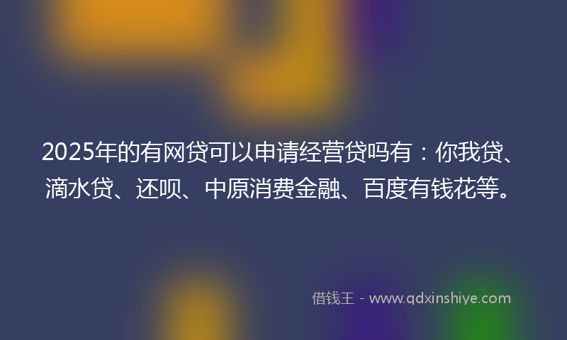 2025年的有网贷可以申请经营贷吗有：你我贷、滴水贷、还呗、中原消费金融、百度有钱花等。