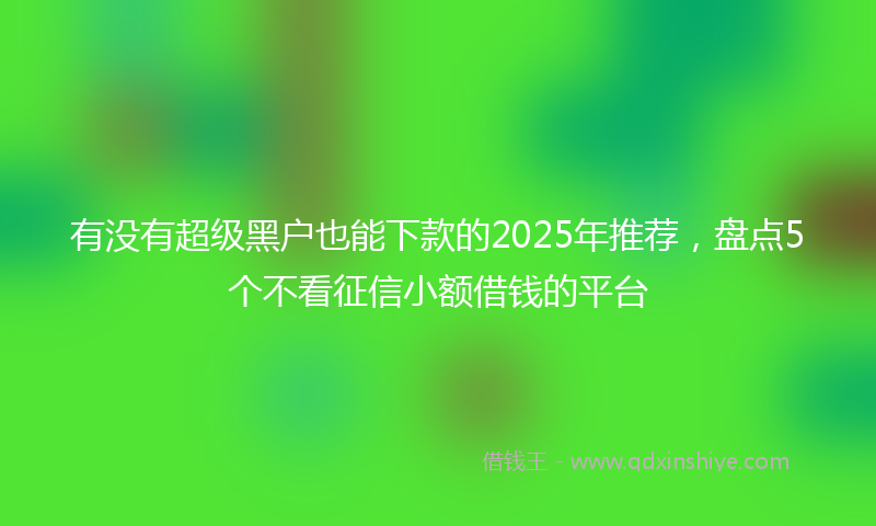 有没有超级黑户也能下款的2025年推荐，盘点5个不看征信小额借钱的平台