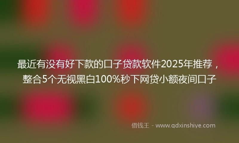 最近有没有好下款的口子贷款软件2025年推荐，整合5个无视黑白100%秒下网贷小额夜间口子