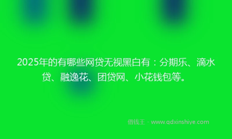 2025年的有哪些网贷无视黑白有：分期乐、滴水贷、融逸花、团贷网、小花钱包等。