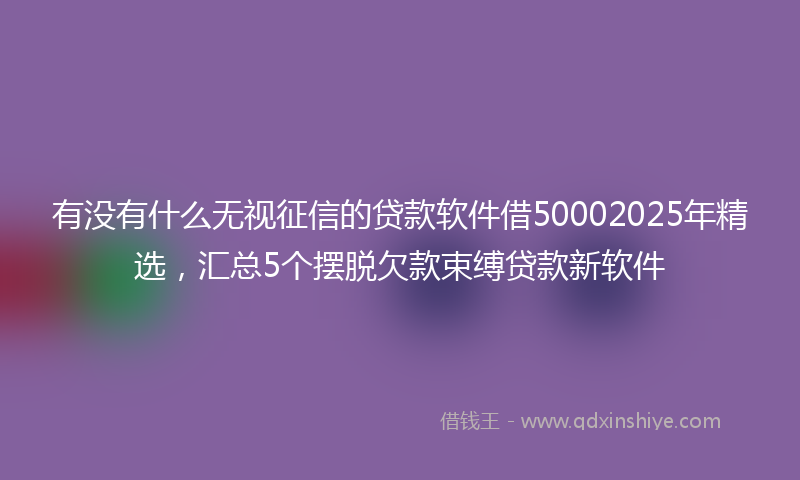 有没有什么无视征信的贷款软件借50002025年精选，汇总5个摆脱欠款束缚贷款新软件