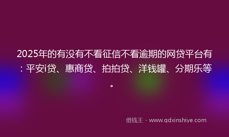 2025年的有没有不看征信不看逾期的网贷平台有：平安i贷、惠商贷、拍拍贷、洋钱罐、分期乐等。