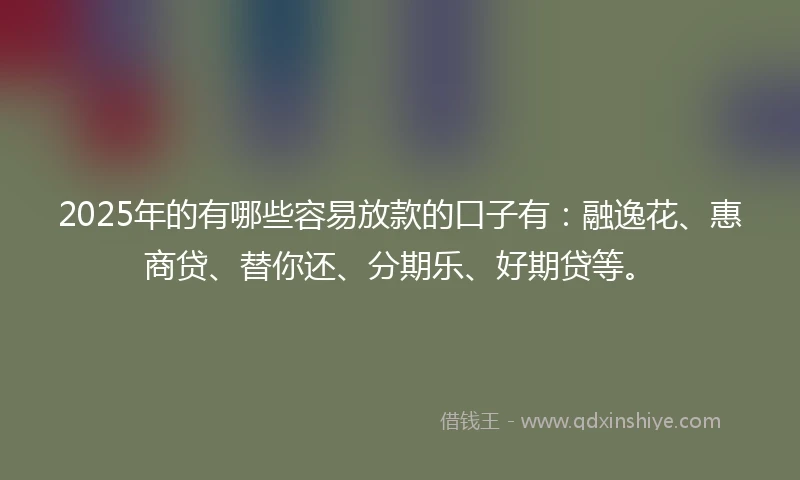2025年的有哪些容易放款的口子有：融逸花、惠商贷、替你还、分期乐、好期贷等。