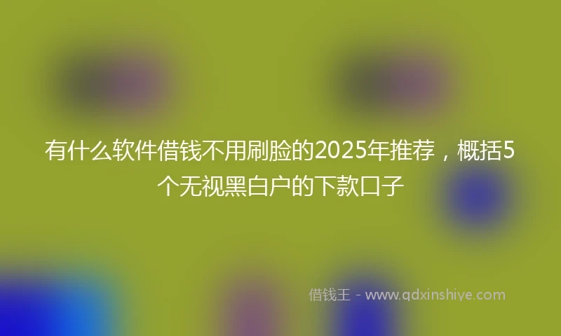 有什么软件借钱不用刷脸的2025年推荐，概括5个无视黑白户的下款口子