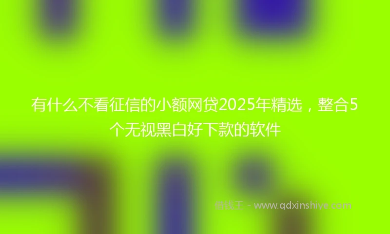 有什么不看征信的小额网贷2025年精选，整合5个无视黑白好下款的软件