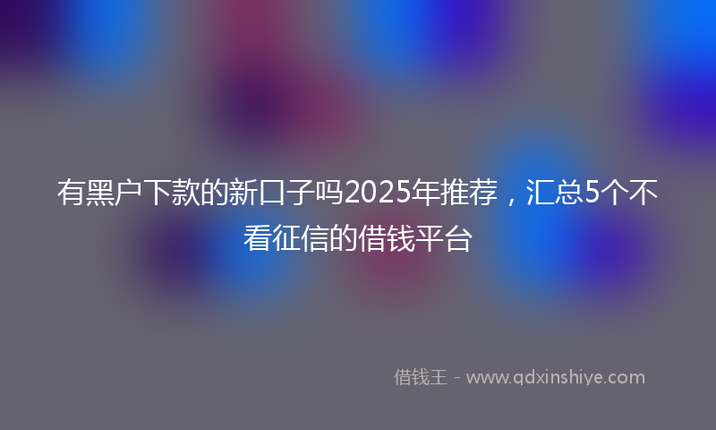 有黑户下款的新口子吗2025年推荐，汇总5个不看征信的借钱平台