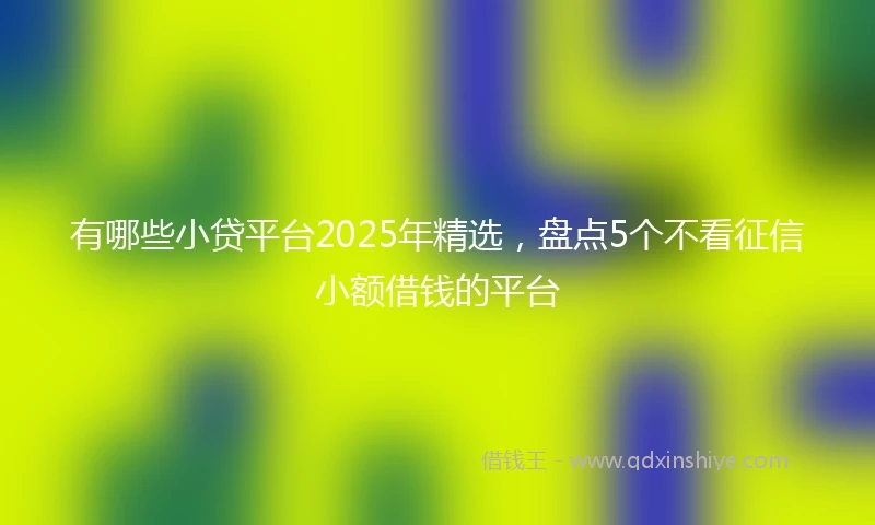 有哪些小贷平台2025年精选，盘点5个不看征信小额借钱的平台