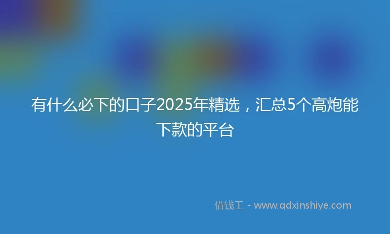 有什么必下的口子2025年精选，汇总5个高炮能下款的平台