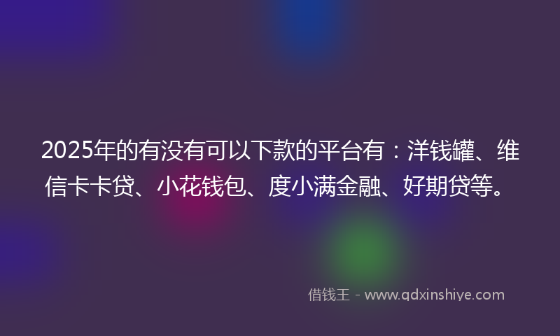 2025年的有没有可以下款的平台有：洋钱罐、维信卡卡贷、小花钱包、度小满金融、好期贷等。