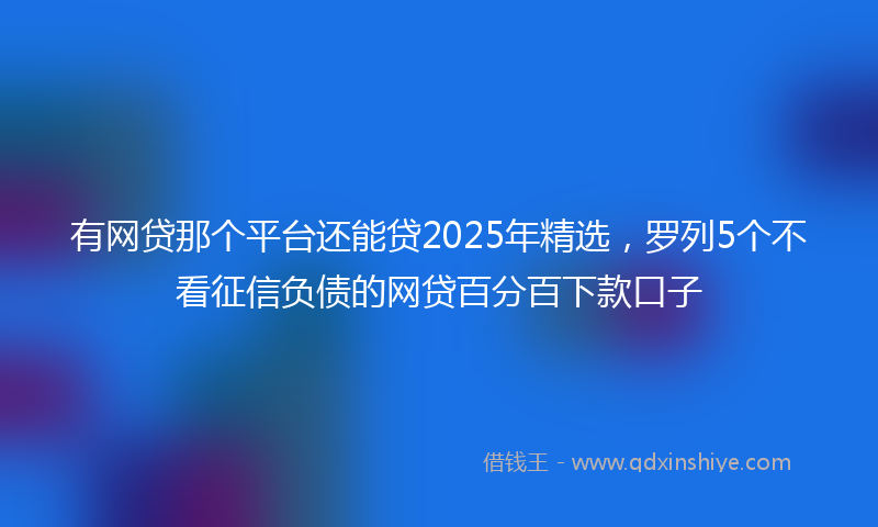 有网贷那个平台还能贷2025年精选，罗列5个不看征信负债的网贷百分百下款口子