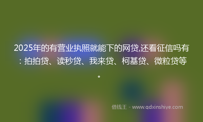 2025年的有营业执照就能下的网贷,还看征信吗有：拍拍贷、读秒贷、我来贷、柯基贷、微粒贷等。