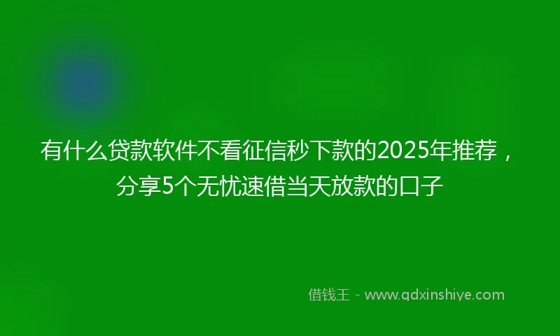 有什么贷款软件不看征信秒下款的2025年推荐，分享5个无忧速借当天放款的口子