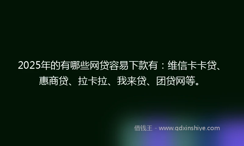 2025年的有哪些网贷容易下款有：维信卡卡贷、惠商贷、拉卡拉、我来贷、团贷网等。