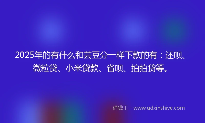 2025年的有什么和芸豆分一样下款的有：还呗、微粒贷、小米贷款、省呗、拍拍贷等。