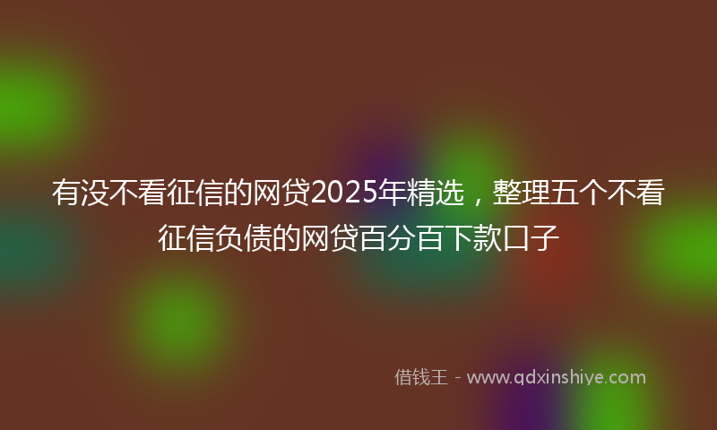 有没不看征信的网贷2025年精选，整理五个不看征信负债的网贷百分百下款口子