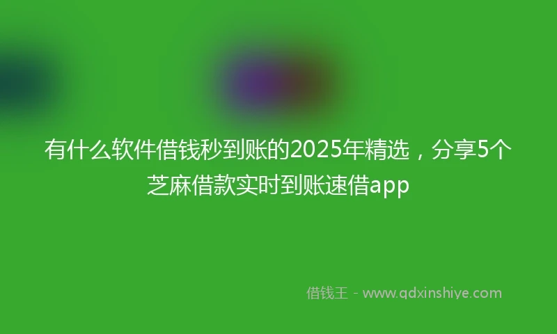 有什么软件借钱秒到账的2025年精选，分享5个芝麻借款实时到账速借app
