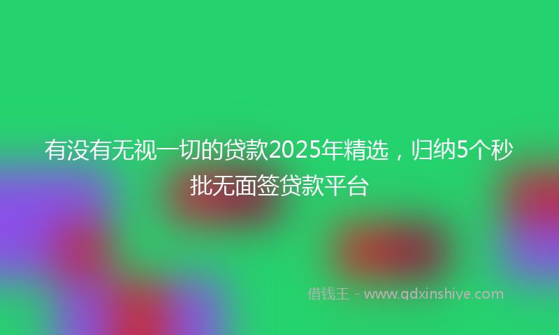 有没有无视一切的贷款2025年精选，归纳5个秒批无面签贷款平台