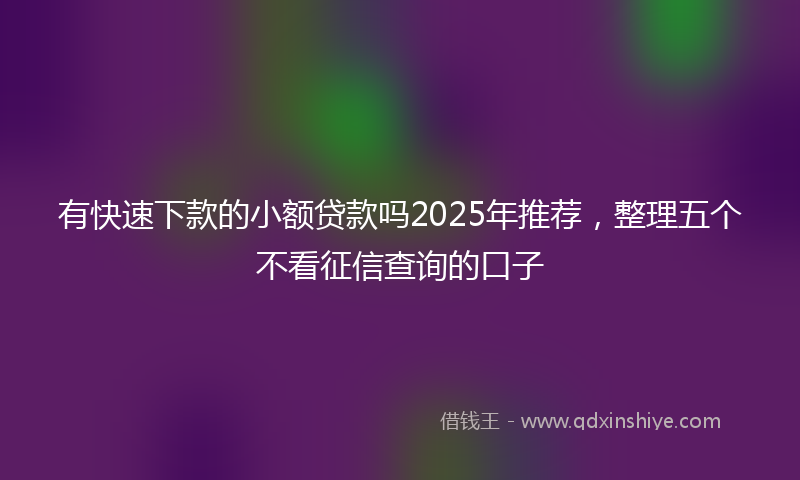 有快速下款的小额贷款吗2025年推荐，整理五个不看征信查询的口子