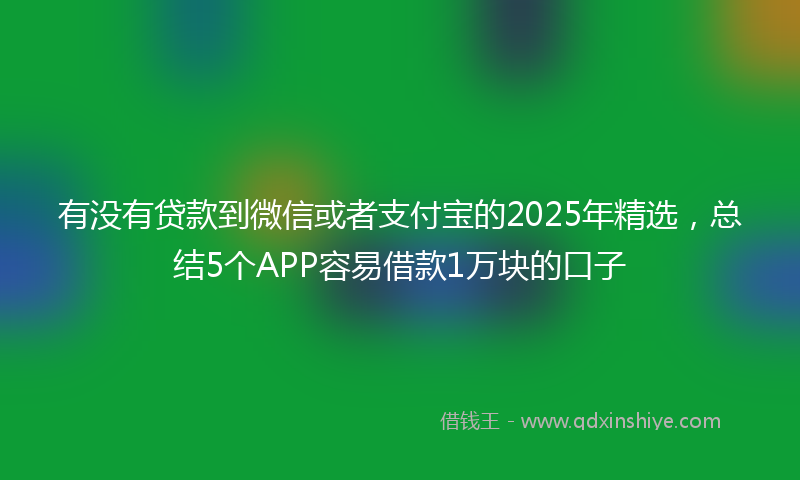 有没有贷款到微信或者支付宝的2025年精选，总结5个APP容易借款1万块的口子