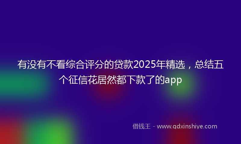 有没有不看综合评分的贷款2025年精选，总结五个征信花居然都下款了的app