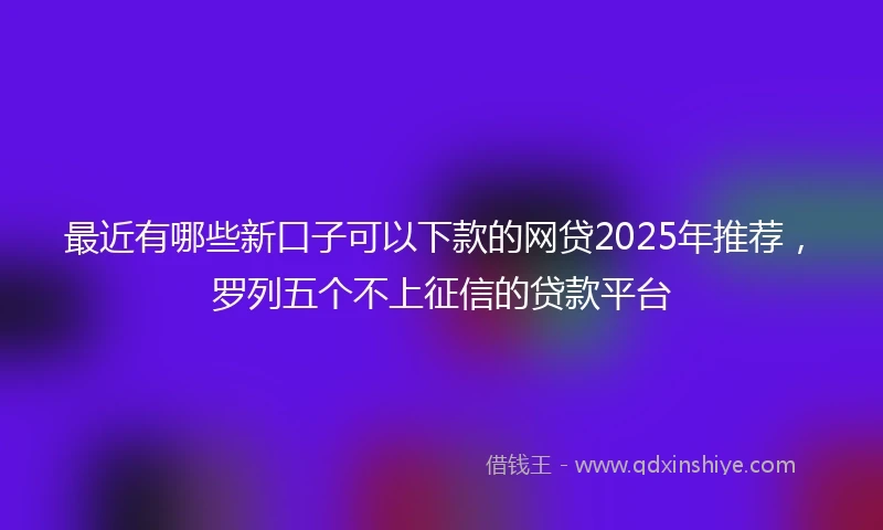 最近有哪些新口子可以下款的网贷2025年推荐，罗列五个不上征信的贷款平台