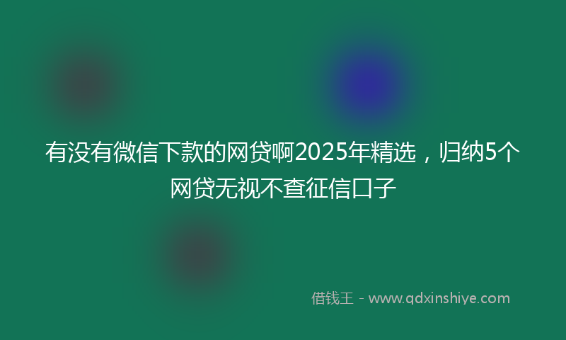 有没有微信下款的网贷啊2025年精选,归纳5个网贷无视不查征信口子