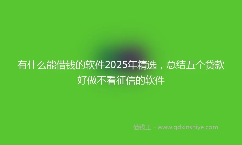 有什么能借钱的软件2025年精选，总结五个贷款好做不看征信的软件