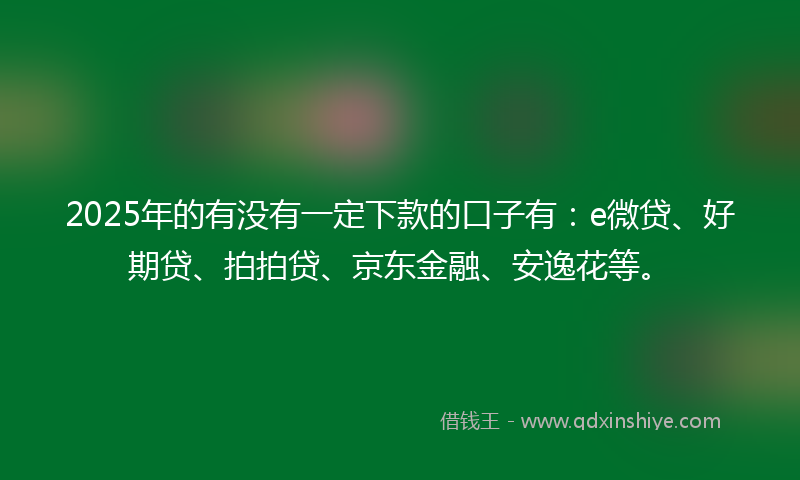 2025年的有没有一定下款的口子有：e微贷、好期贷、拍拍贷、京东金融、安逸花等。