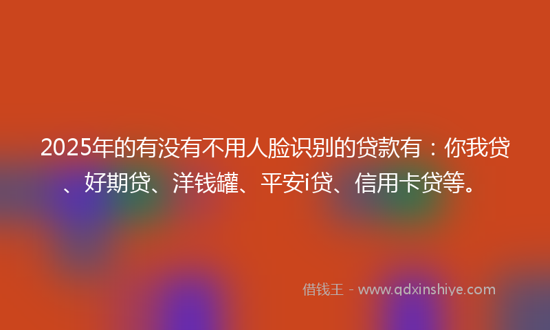 2025年的有没有不用人脸识别的贷款有：你我贷、好期贷、洋钱罐、平安i贷、信用卡贷等。