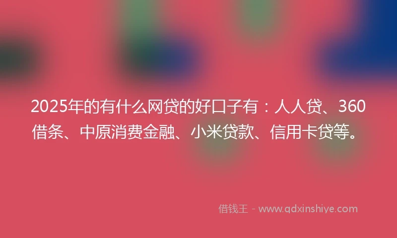 2025年的有什么网贷的好口子有：人人贷、360借条、中原消费金融、小米贷款、信用卡贷等。