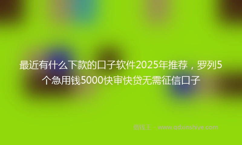 最近有什么下款的口子软件2025年推荐，罗列5个急用钱5000快审快贷无需征信口子