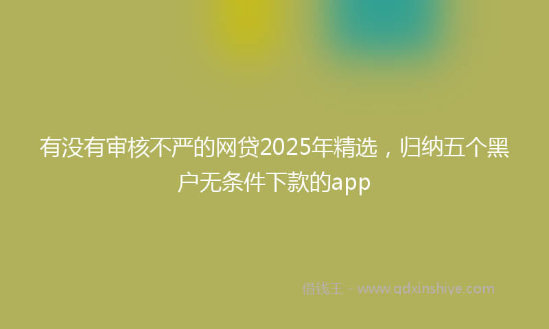 有没有审核不严的网贷2025年精选，归纳五个黑户无条件下款的app