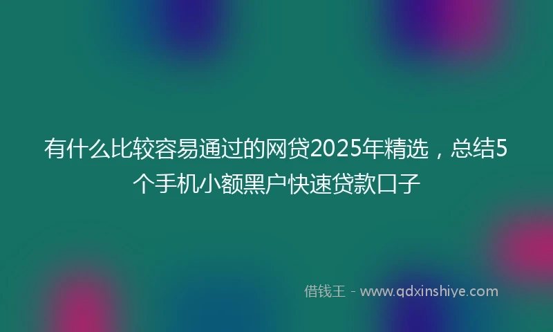 有什么比较容易通过的网贷2025年精选，总结5个手机小额黑户快速贷款口子