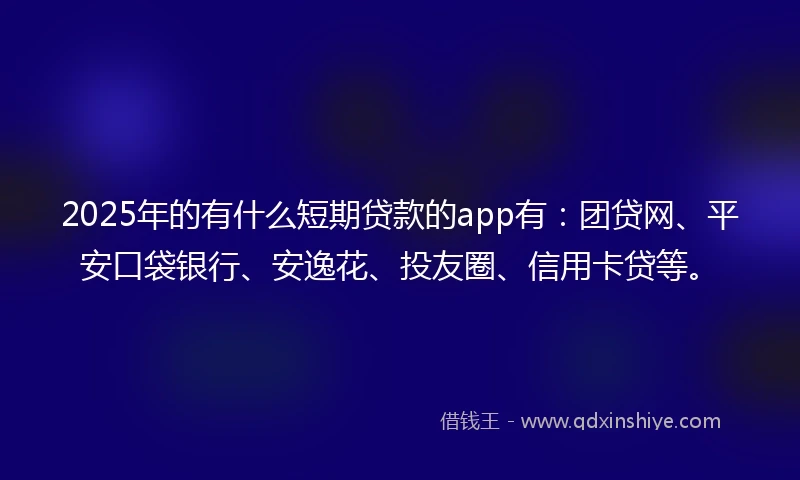 2025年的有什么短期贷款的app有：团贷网、平安口袋银行、安逸花、投友圈、信用卡贷等。