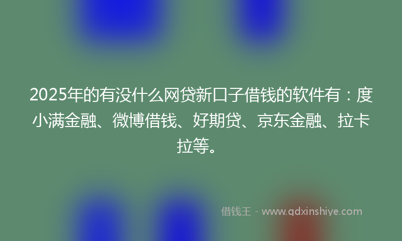 2025年的有没什么网贷新口子借钱的软件有：度小满金融、微博借钱、好期贷、京东金融、拉卡拉等。