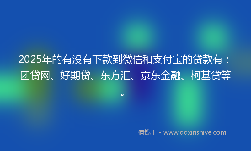 2025年的有没有下款到微信和支付宝的贷款有：团贷网、好期贷、东方汇、京东金融、柯基贷等。