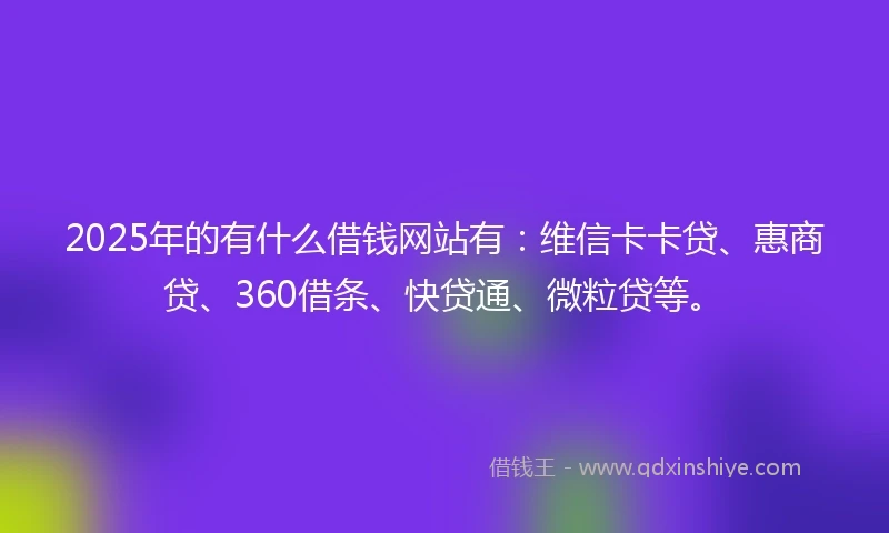 2025年的有什么借钱网站有：维信卡卡贷、惠商贷、360借条、快贷通、微粒贷等。
