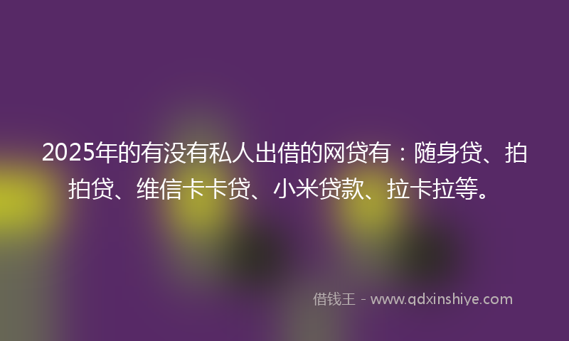 2025年的有没有私人出借的网贷有:随身贷、拍拍贷、维信卡卡贷、小米贷款、拉卡拉等。