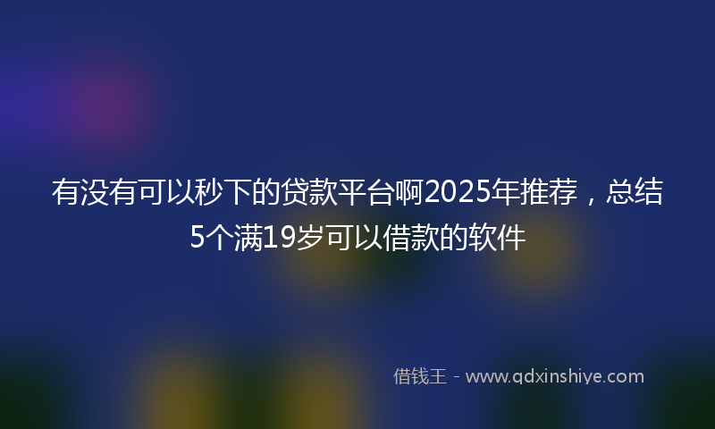 有没有可以秒下的贷款平台啊2025年推荐，总结5个满19岁可以借款的软件
