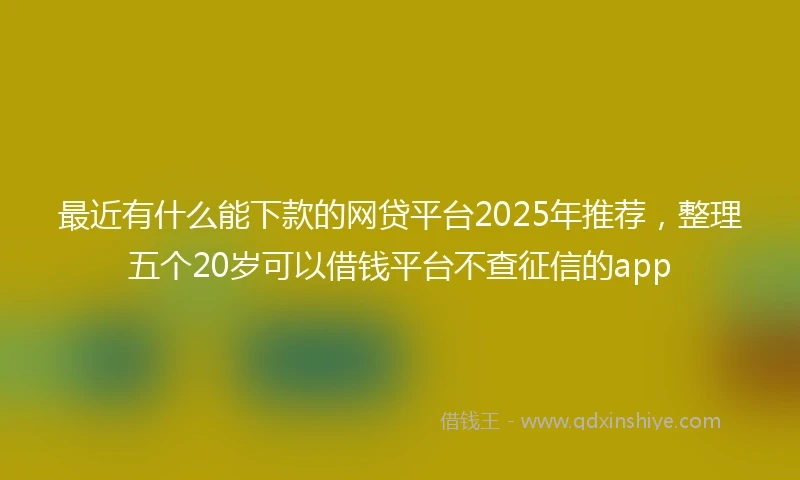 最近有什么能下款的网贷平台2025年推荐，整理五个20岁可以借钱平台不查征信的app
