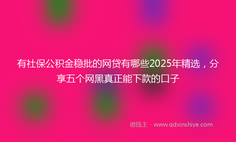 有社保公积金稳批的网贷有哪些2025年精选，分享五个网黑真正能下款的口子