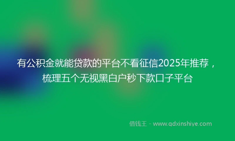 有公积金就能贷款的平台不看征信2025年推荐，梳理五个无视黑白户秒下款口子平台