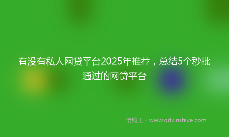 有没有私人网贷平台2025年推荐，总结5个秒批通过的网贷平台