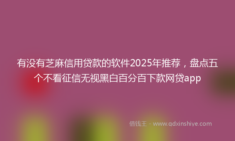 有没有芝麻信用贷款的软件2025年推荐，盘点五个不看征信无视黑白百分百下款网贷app