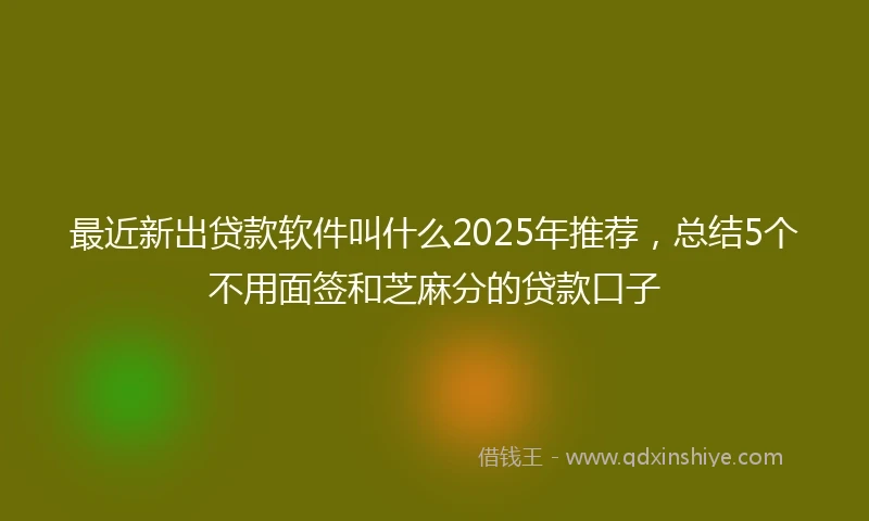 最近新出贷款软件叫什么2025年推荐,总结5个不用面签和芝麻分的贷款口子
