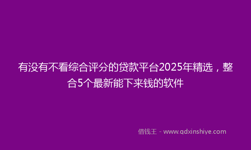有没有不看综合评分的贷款平台2025年精选，整合5个最新能下来钱的软件