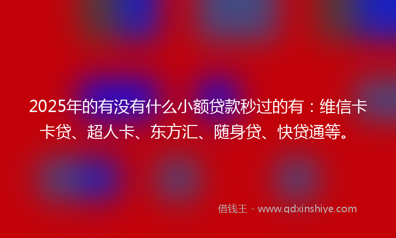 2025年的有没有什么小额贷款秒过的有：维信卡卡贷、超人卡、东方汇、随身贷、快贷通等。