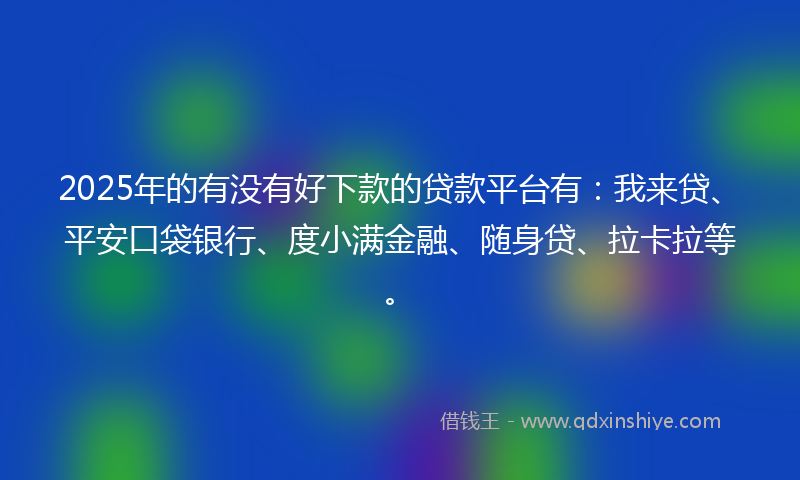 2025年的有没有好下款的贷款平台有：我来贷、平安口袋银行、度小满金融、随身贷、拉卡拉等。
