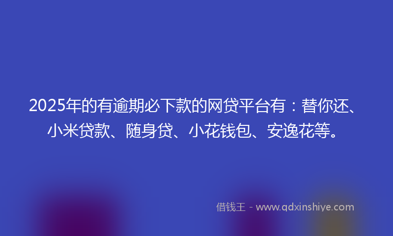 2025年的有逾期必下款的网贷平台有：替你还、小米贷款、随身贷、小花钱包、安逸花等。